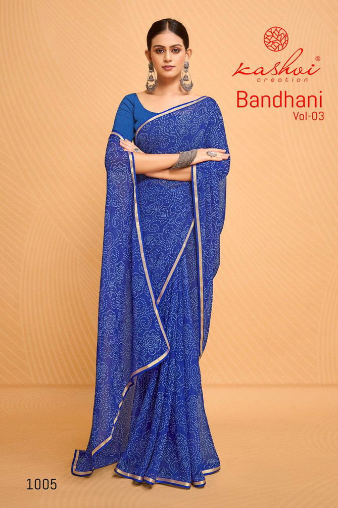 Bandhani Vol 3 By Kashvi Georgette Printed Sarees Wholesale Shop In Surat